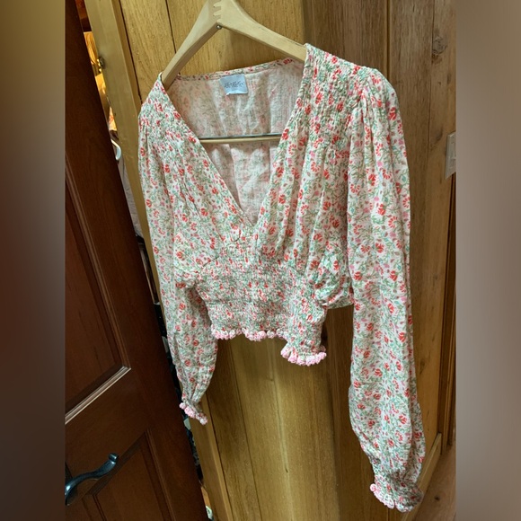 Free People Tops - Free People *RARE* SHE MADE ME Peasant Floral Blouse Crop Top